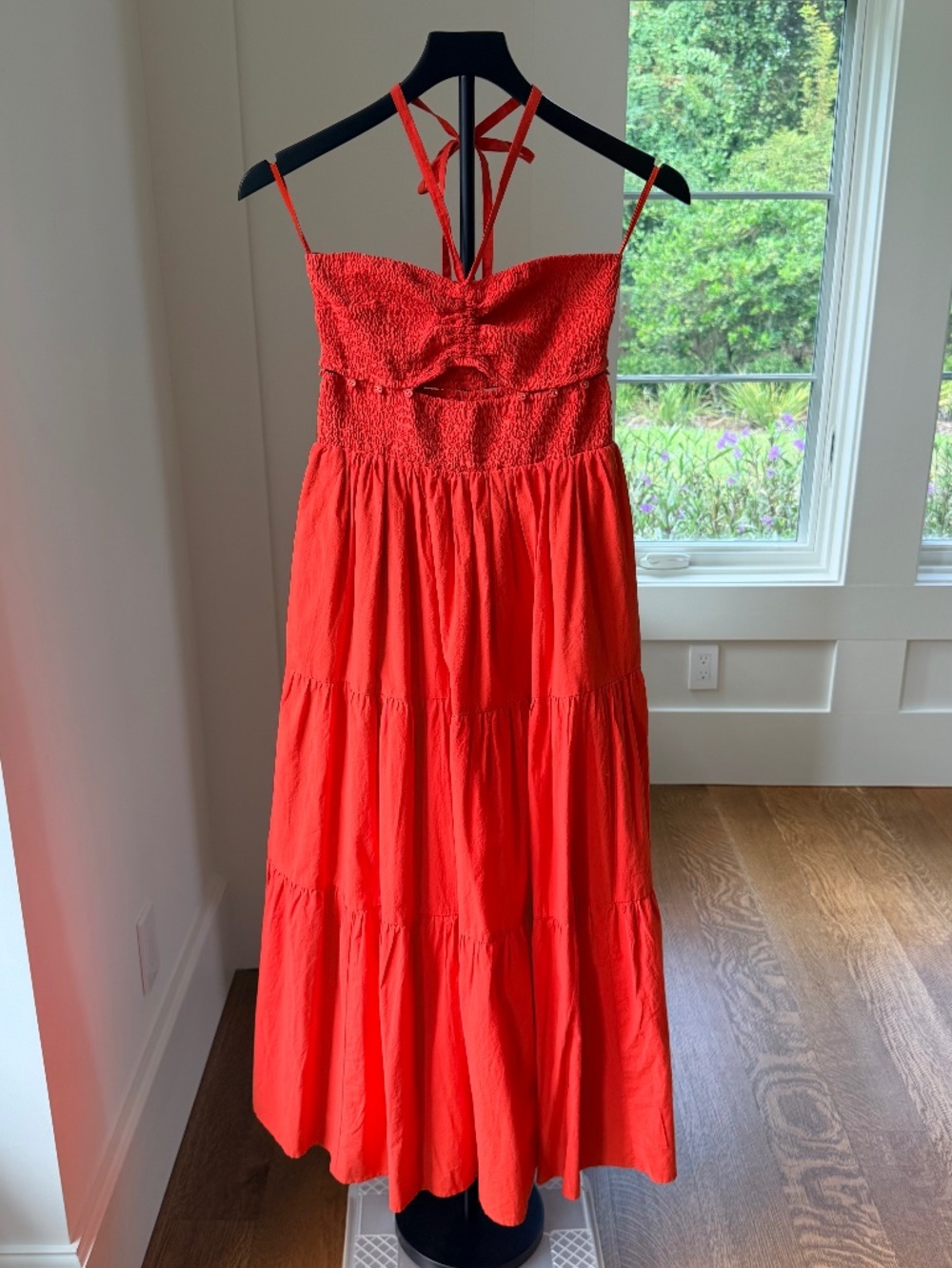 Madewell Modular Halter Midi Dress Bright Poppy M